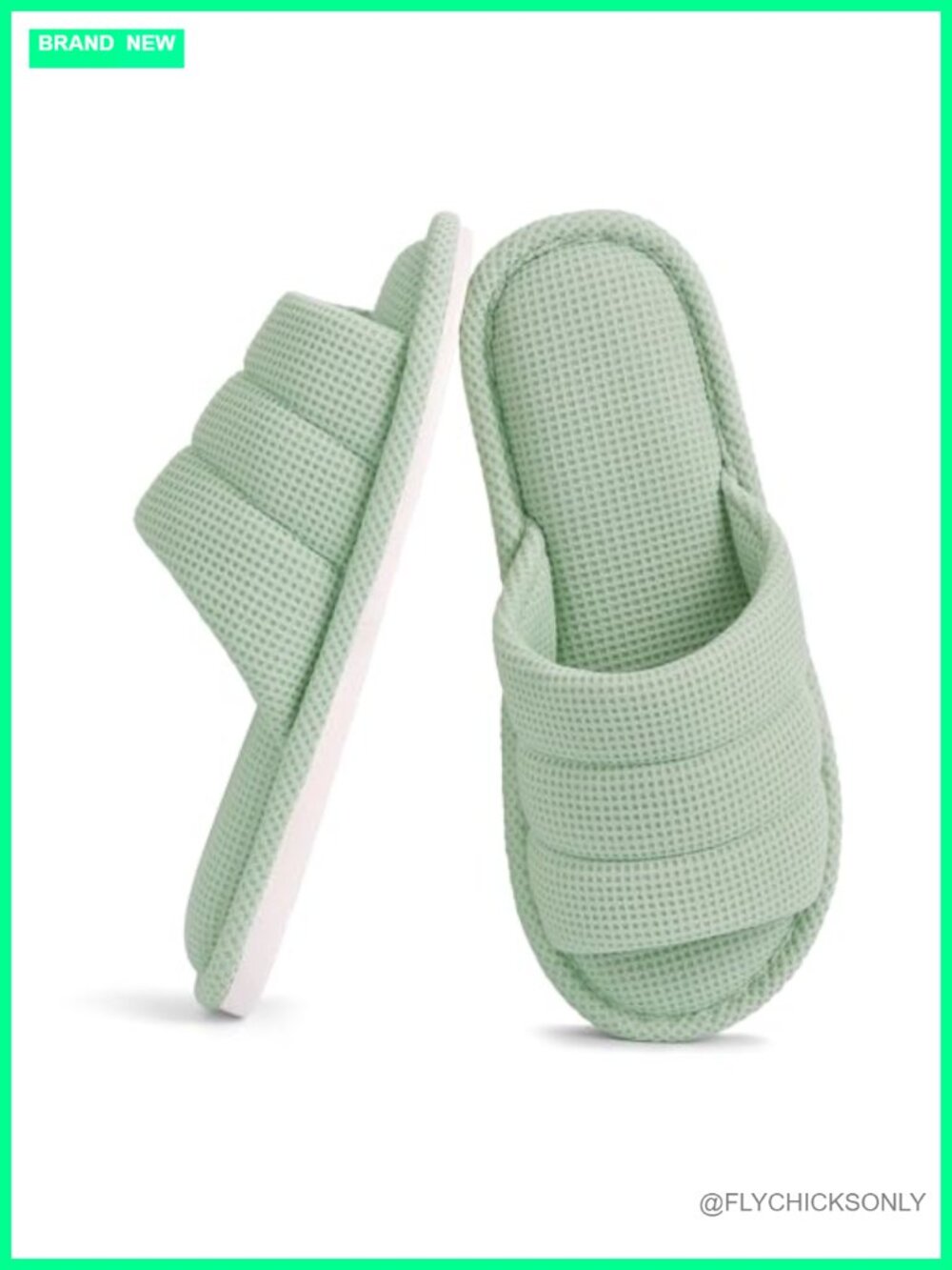 Waffle Open Toe Slippers Memory Foam Breathable Indoor Slides